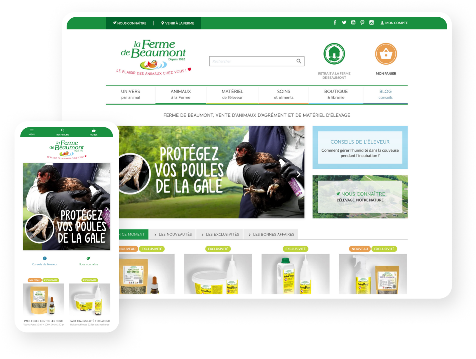 Ferme de Beaumont : un site e-Commerce PrestaShop sur-mesure, adapté à la vente d’animaux vivants